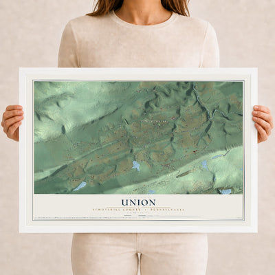 Map of Union, Schuylkill County, Pennsylvania, 12 x 18 inch print in a white wood frame