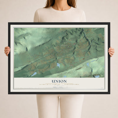 Map of Union, Schuylkill County, Pennsylvania, 24 x 36 inch print in a black wood frame