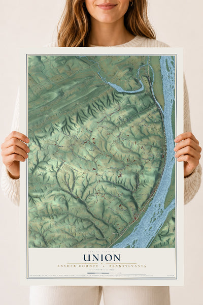 Map of Union, Snyder County, Pennsylvania, 18 x 24 inch unframed archival matte print