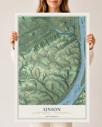 Map of Union, Snyder County, Pennsylvania, 24 x 36 inch unframed archival matte print
