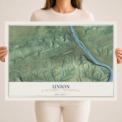 Map of Union, Union County, Pennsylvania, 18 x 24 inch unframed archival matte print