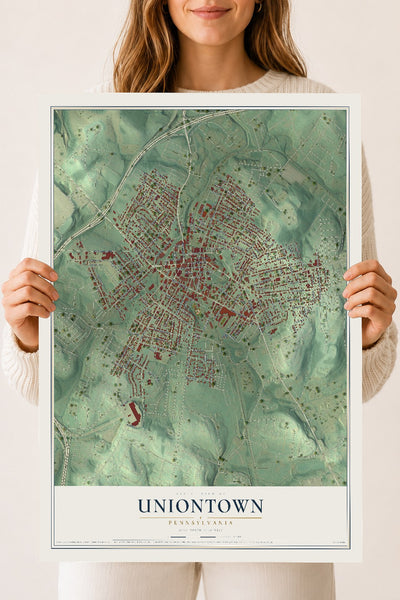Map of Uniontown, Pennsylvania, 18 x 24 inch unframed archival matte print