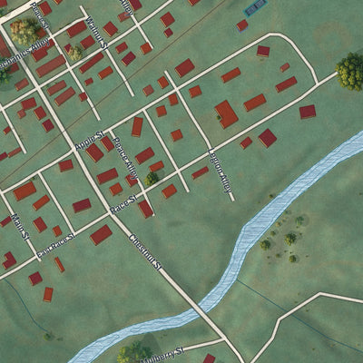 Close-up of the map of Unionville, Pennsylvania print showing street and building detail