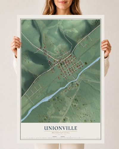 Map of Unionville, Pennsylvania, 24 x 36 inch unframed archival matte print