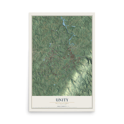 Map of Unity, Pennsylvania, 12 x 18 inch unframed archival matte print