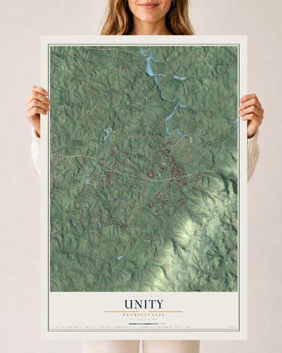 Map of Unity, Pennsylvania, 24 x 36 inch unframed archival matte print