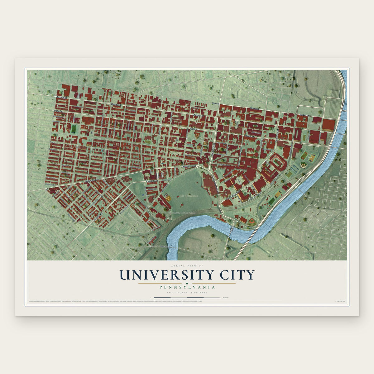 University City, Pennsylvania map print, the full design