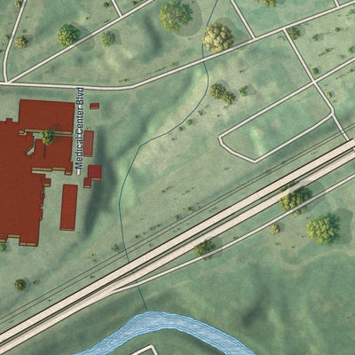 Second close-up of the map of Upland, Pennsylvania print showing more streets and buildings