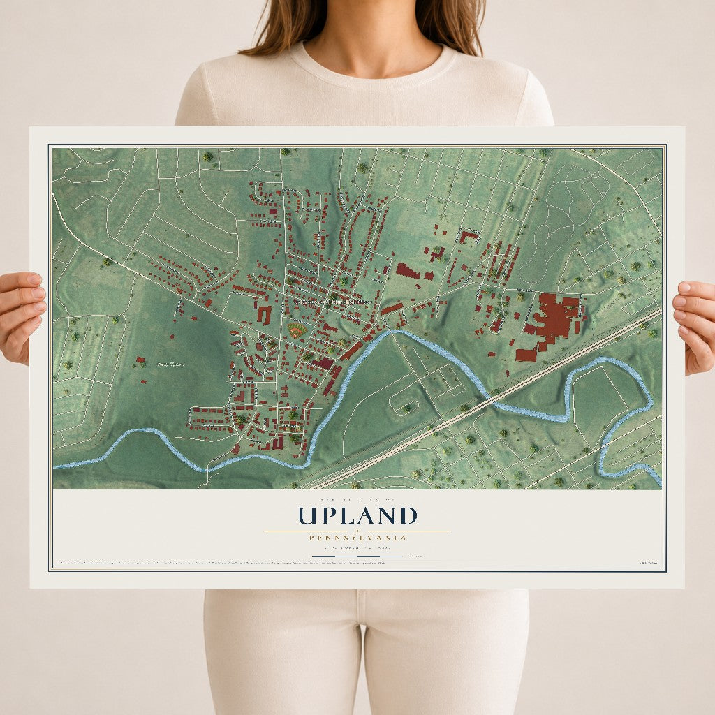 Map of Upland, Pennsylvania, 18 x 24 inch unframed archival matte print