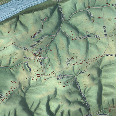 Second close-up of the map of Upper Augusta, Pennsylvania print showing more streets and buildings