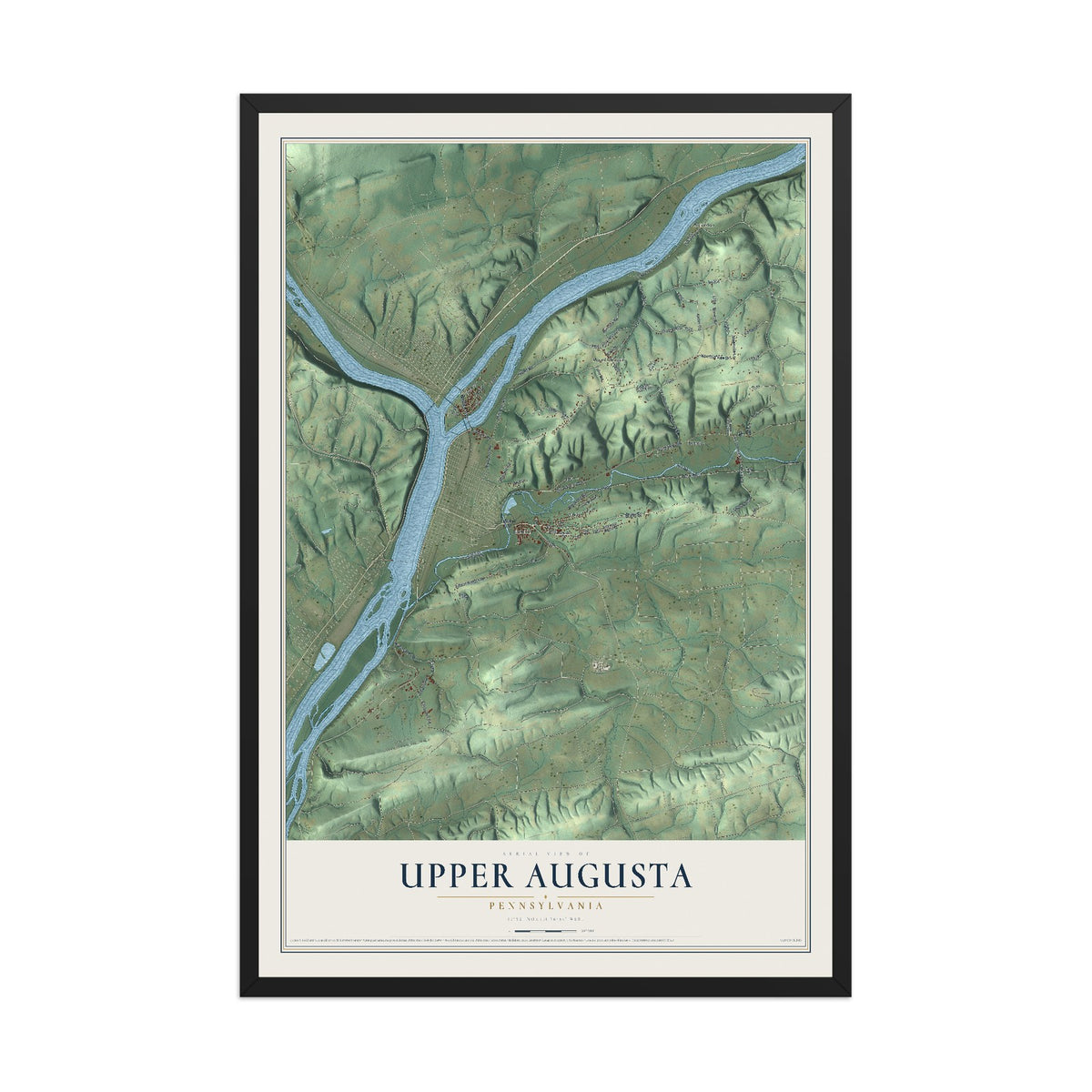 Map of Upper Augusta, Pennsylvania, 12 x 18 inch print in a black wood frame