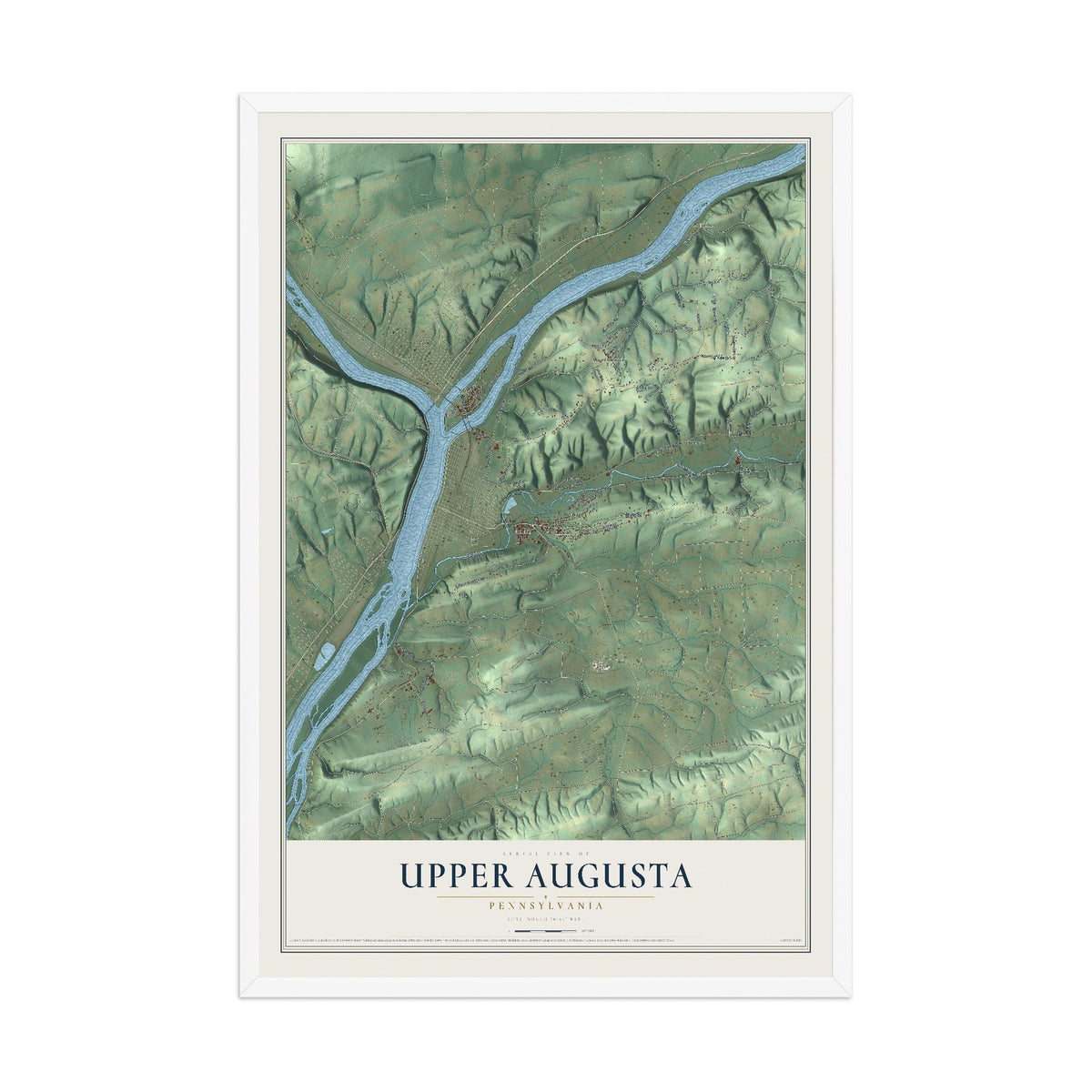 Map of Upper Augusta, Pennsylvania, 12 x 18 inch print in a white wood frame