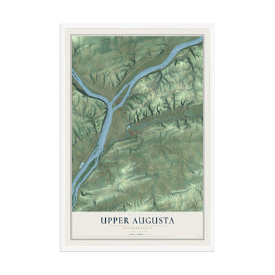 Map of Upper Augusta, Pennsylvania, 12 x 18 inch print in a white wood frame