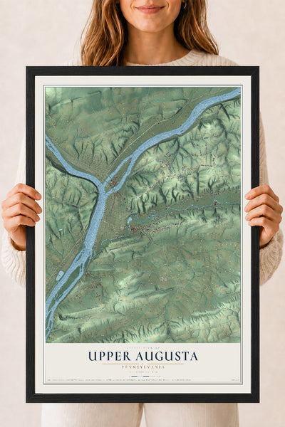 Map of Upper Augusta, Pennsylvania, 18 x 24 inch print in a black wood frame