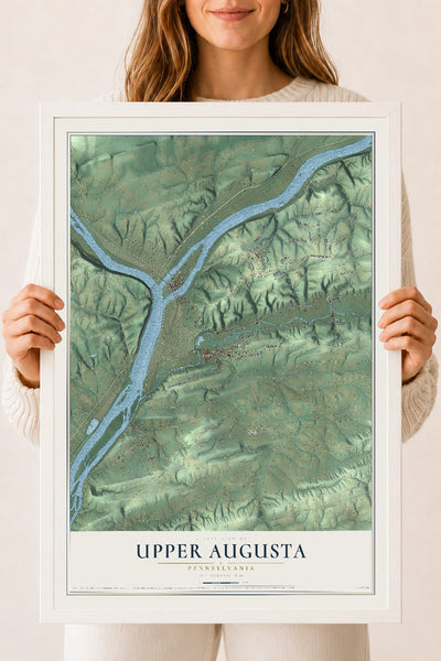 Map of Upper Augusta, Pennsylvania, 18 x 24 inch print in a white wood frame