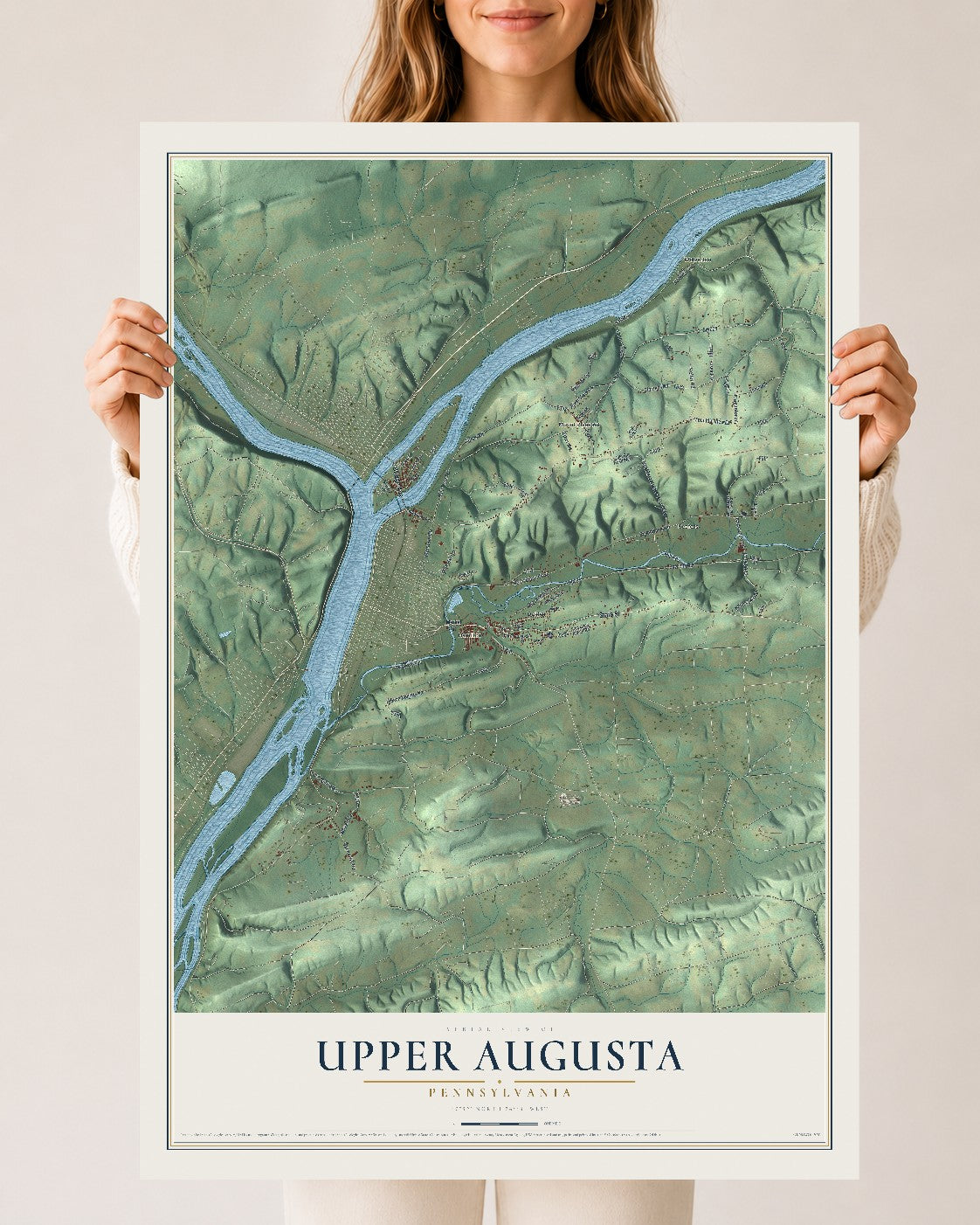 Map of Upper Augusta, Pennsylvania, 24 x 36 inch unframed archival matte print