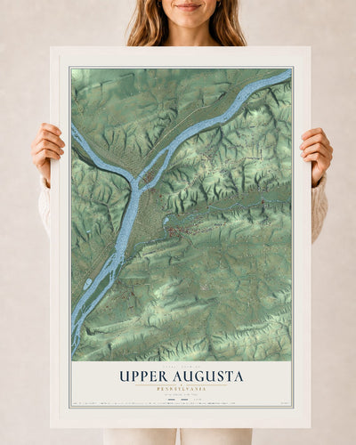 Map of Upper Augusta, Pennsylvania, 24 x 36 inch print in a white wood frame