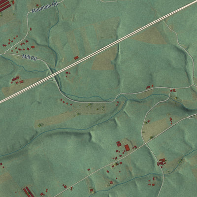 Second close-up of the map of Upper Bern, Pennsylvania print showing more streets and buildings
