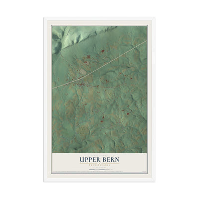 Map of Upper Bern, Pennsylvania, 12 x 18 inch print in a white wood frame