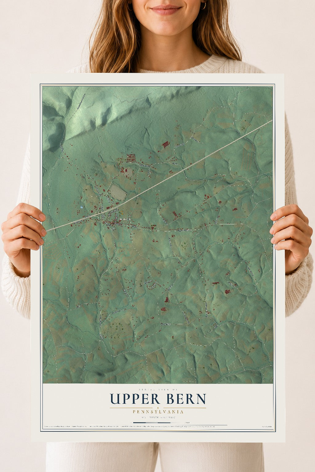 Map of Upper Bern, Pennsylvania, 18 x 24 inch unframed archival matte print
