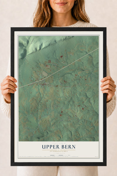 Map of Upper Bern, Pennsylvania, 18 x 24 inch print in a black wood frame
