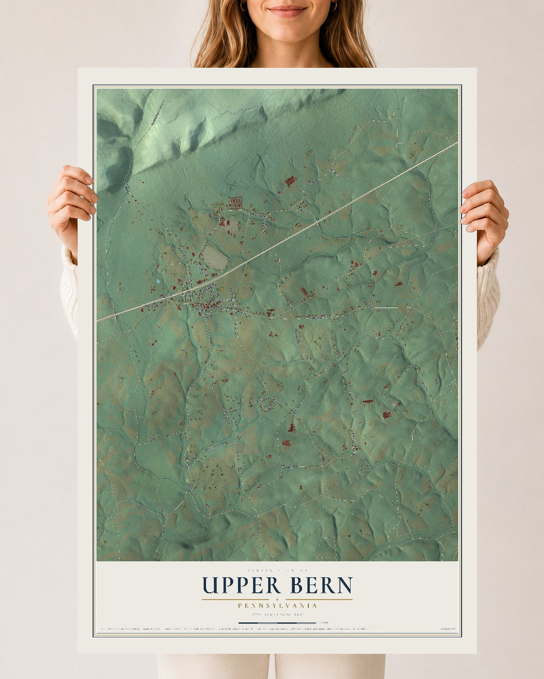 Map of Upper Bern, Pennsylvania, 24 x 36 inch unframed archival matte print