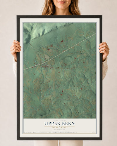 Map of Upper Bern, Pennsylvania, 24 x 36 inch print in a black wood frame