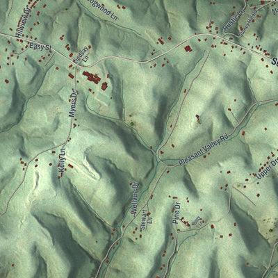 Second close-up of the map of Upper Burrell, Pennsylvania print showing more streets and buildings