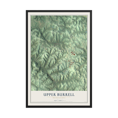 Map of Upper Burrell, Pennsylvania, 12 x 18 inch print in a black wood frame
