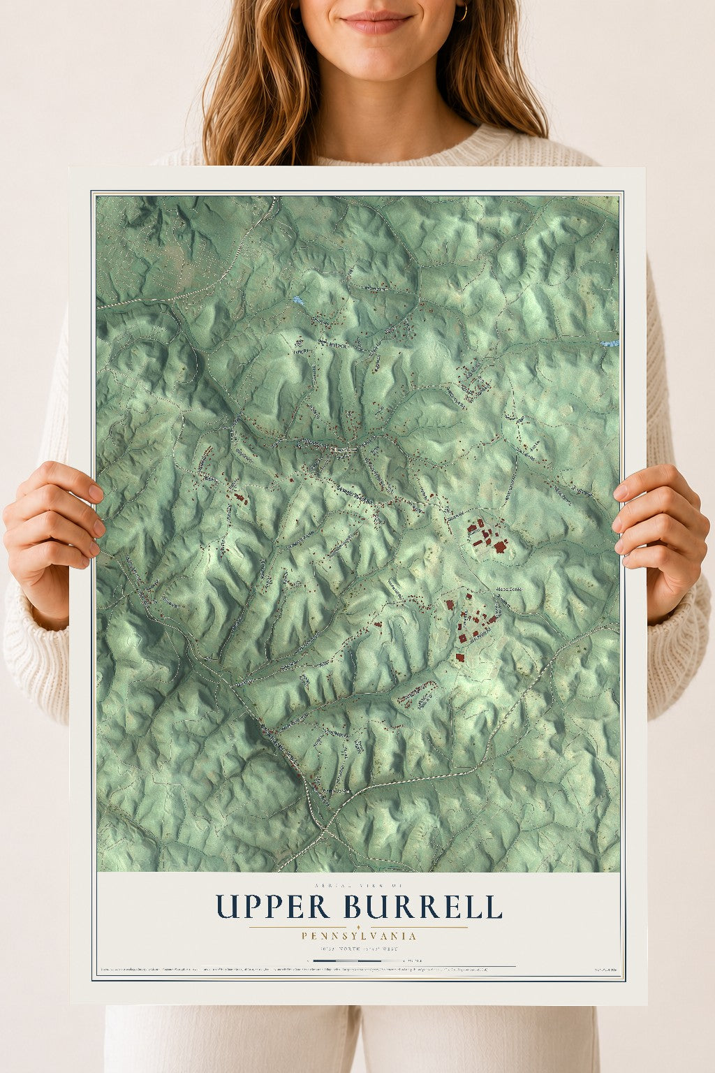 Map of Upper Burrell, Pennsylvania, 18 x 24 inch unframed archival matte print