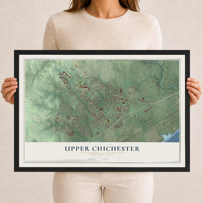 Map of Upper Chichester, Pennsylvania, 12 x 18 inch print in a black wood frame