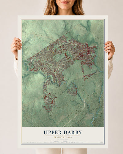 Map of Upper Darby, Pennsylvania, 24 x 36 inch unframed archival matte print