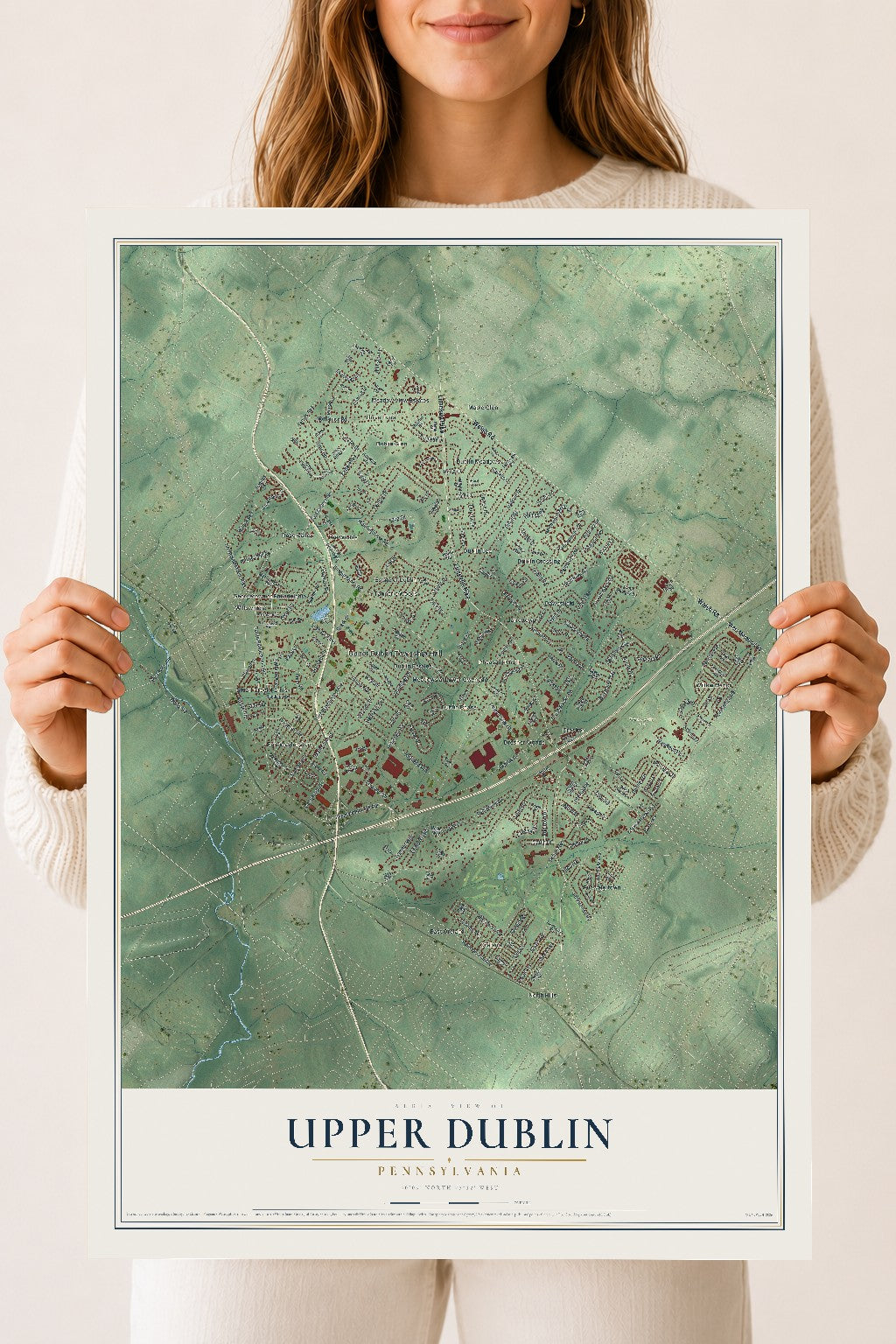 Map of Upper Dublin, Pennsylvania, 18 x 24 inch unframed archival matte print