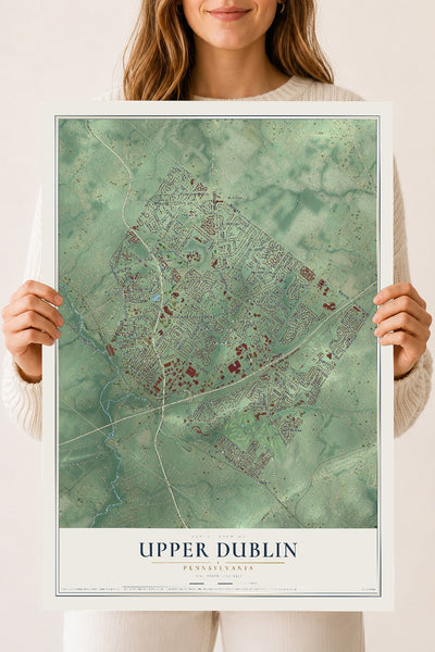 Map of Upper Dublin, Pennsylvania, 18 x 24 inch unframed archival matte print