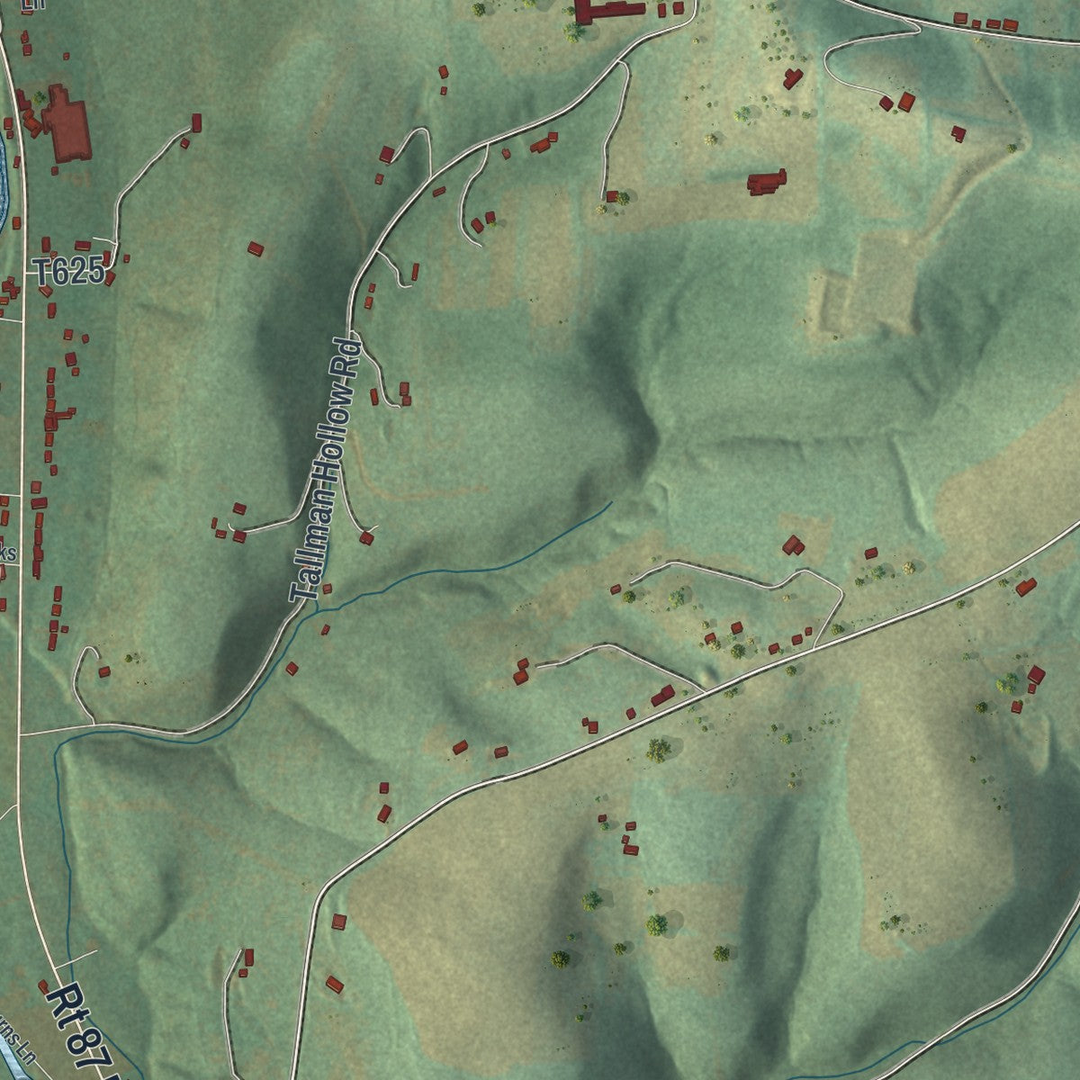 Close-up of the map of Upper Fairfield, Pennsylvania print showing street and building detail