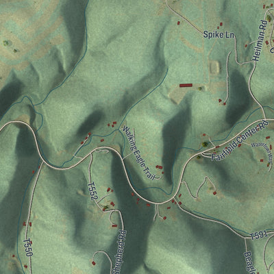 Second close-up of the map of Upper Fairfield, Pennsylvania print showing more streets and buildings