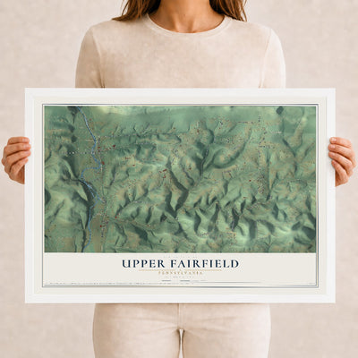 Map of Upper Fairfield, Pennsylvania, 12 x 18 inch print in a white wood frame