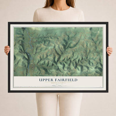 Map of Upper Fairfield, Pennsylvania, 24 x 36 inch print in a black wood frame