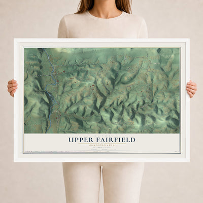Map of Upper Fairfield, Pennsylvania, 24 x 36 inch print in a white wood frame