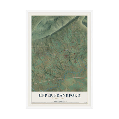Map of Upper Frankford, Pennsylvania, 12 x 18 inch print in a white wood frame