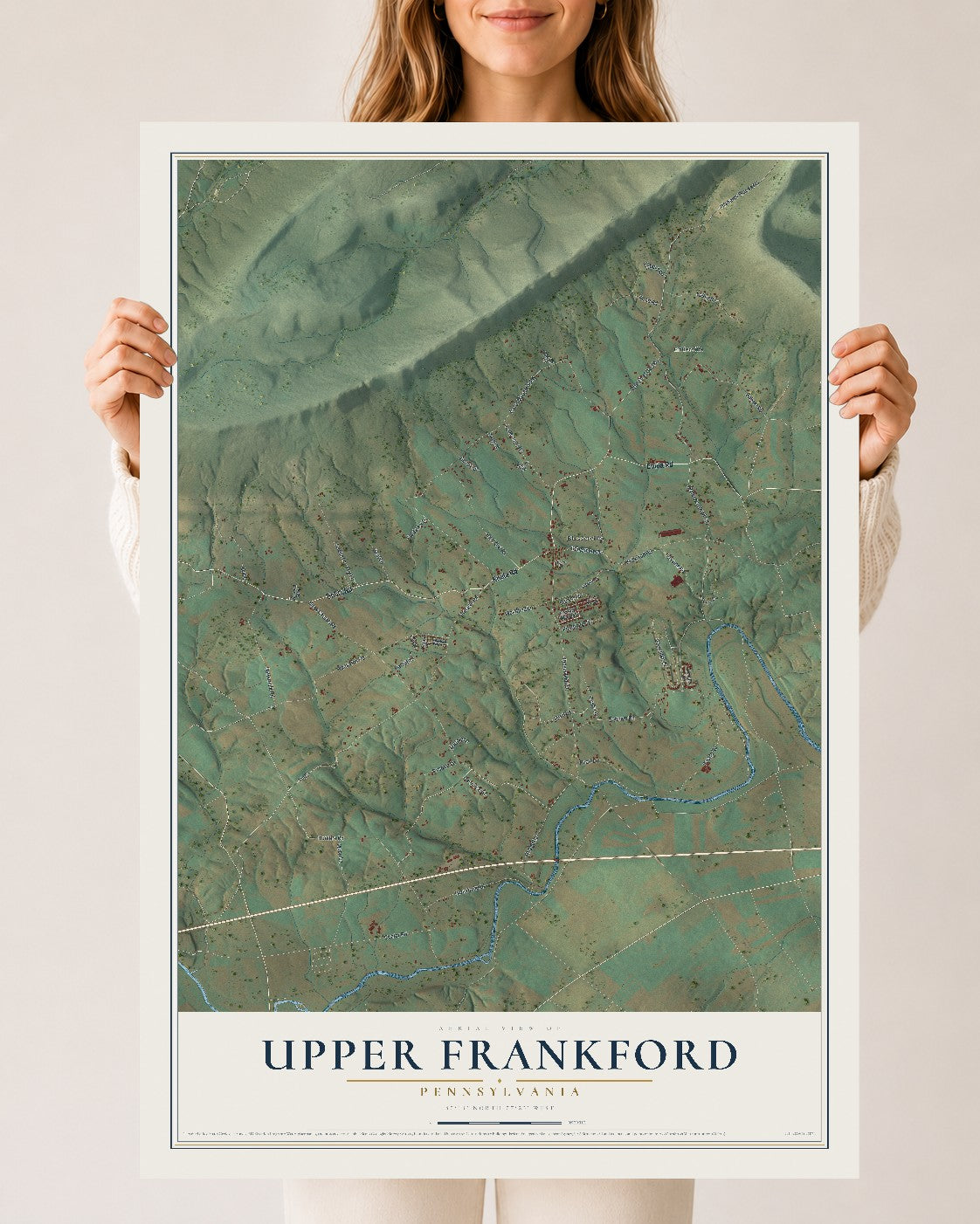 Map of Upper Frankford, Pennsylvania, 24 x 36 inch unframed archival matte print