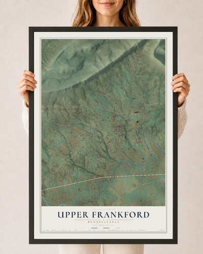 Map of Upper Frankford, Pennsylvania, 24 x 36 inch print in a black wood frame