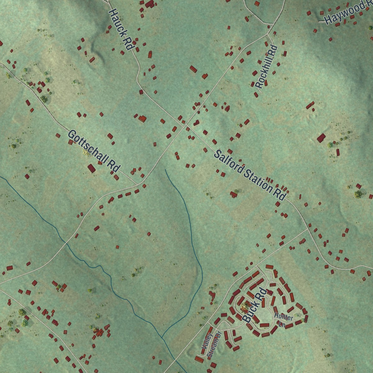 Second close-up of the map of Upper Frederick, Pennsylvania print showing more streets and buildings