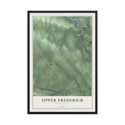 Map of Upper Frederick, Pennsylvania, 12 x 18 inch print in a black wood frame