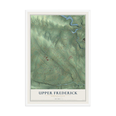 Map of Upper Frederick, Pennsylvania, 12 x 18 inch print in a white wood frame
