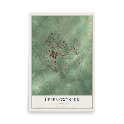 Map of Upper Gwynedd, Pennsylvania, 12 x 18 inch unframed archival matte print