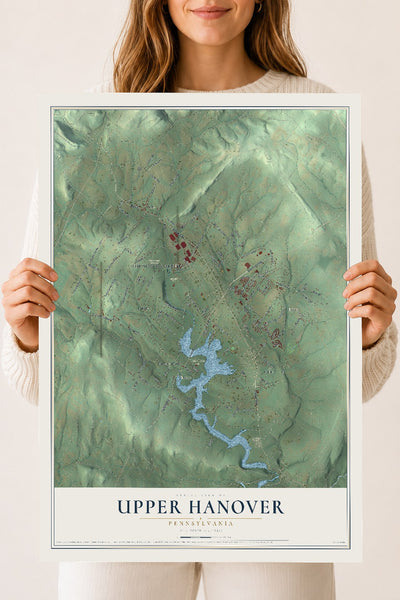 Map of Upper Hanover, Pennsylvania, 18 x 24 inch unframed archival matte print