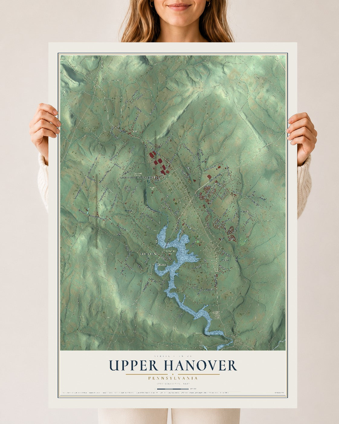 Map of Upper Hanover, Pennsylvania, 24 x 36 inch unframed archival matte print