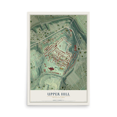 Map of Upper Hill, Pennsylvania, 12 x 18 inch unframed archival matte print