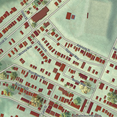 Close-up of the map of Upper Hill, Pennsylvania print showing street and building detail